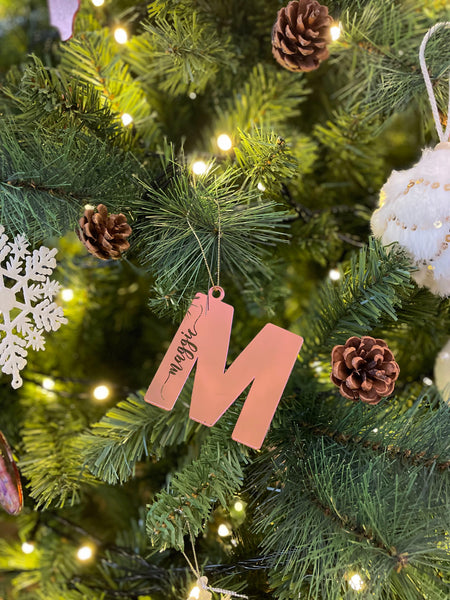 Initial Name Engraved Christmas Ornament