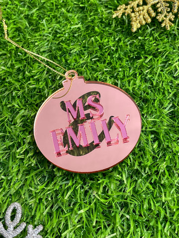 3D Name with Initial Engraved Christmas Ornaments